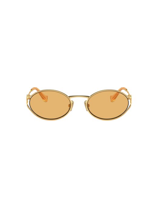 Miu Miu Black Mu52ys Orange Lens Metal Sunglasses