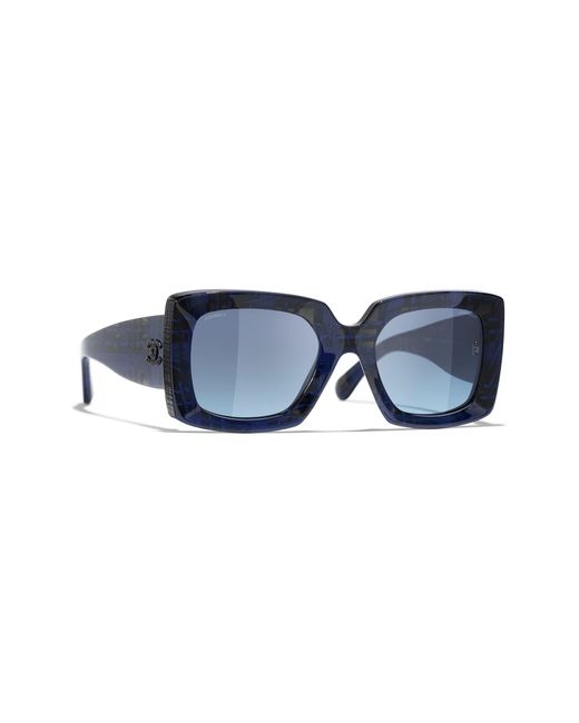Chanel Blue Sunglass Rectangle Sunglasses Ch5435