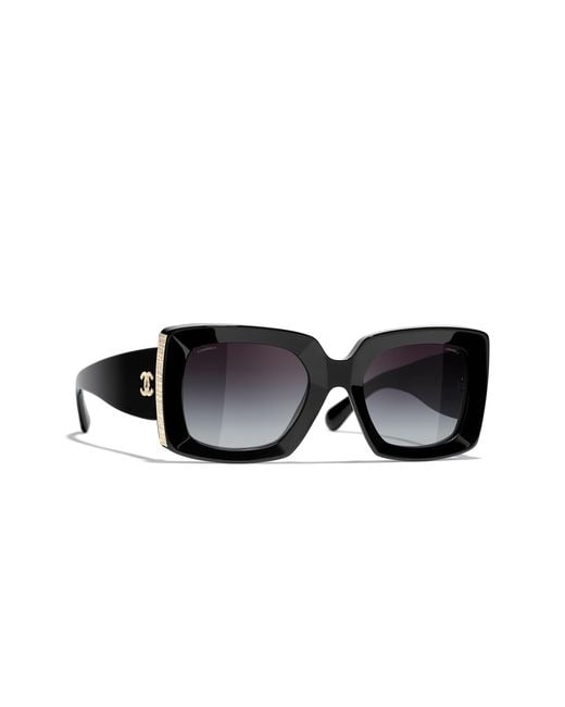 Chanel Black Sunglass Rectangle Sunglasses Ch5435