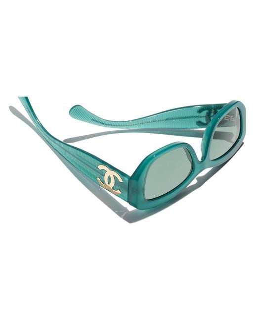 Chanel Green Sunglass Rectangle Sunglasses Ch5493