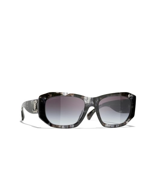 Chanel Black Sunglass Rectangle Sunglasses Ch5554