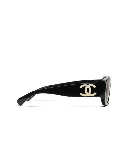 Chanel Black Sunglass Rectangle Sunglasses Ch5493