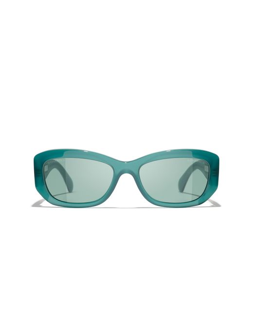 Chanel Green Sunglass Rectangle Sunglasses Ch5493