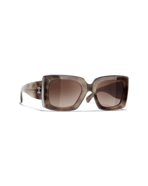 Chanel Brown Rectangle Sunglasses Ch5435