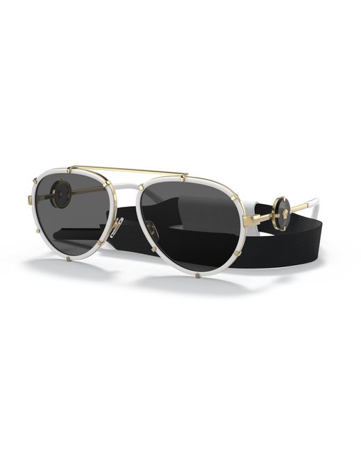 Versace Black Ve2232 Oversized Aviator Sunglasses