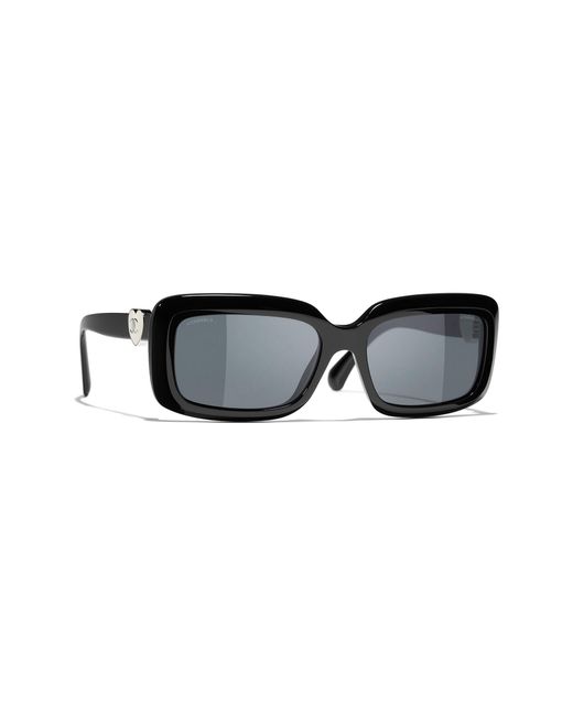 Chanel Black Sunglass Rectangle Sunglasses CH5520