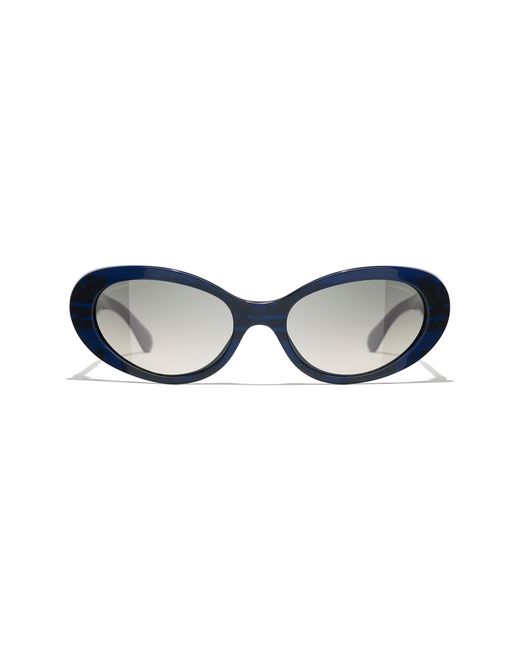 Chanel Black Sunglass Oval Sunglasses Ch5515
