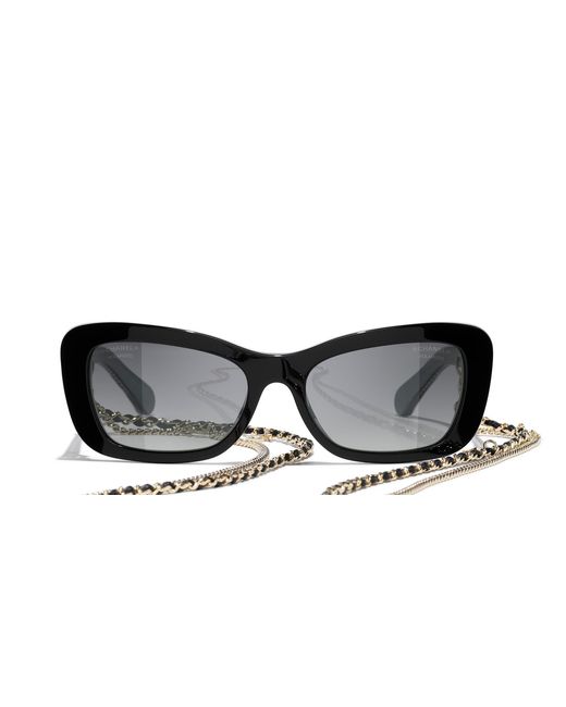 Chanel Black Sunglass Rectangle Sunglasses Ch5553
