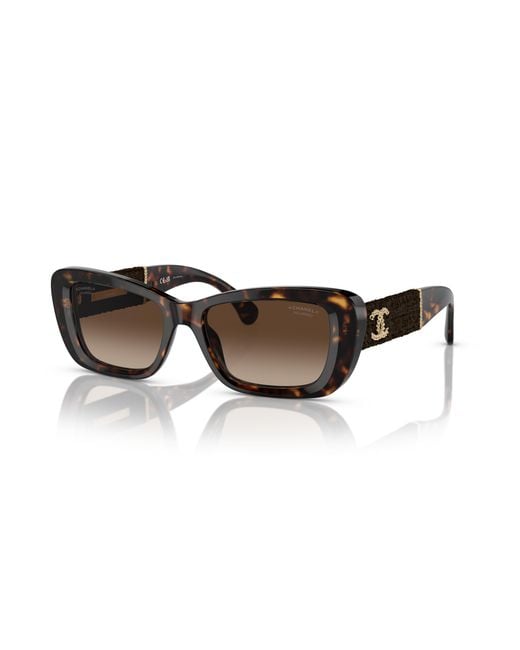 Chanel Black Sunglass Rectangle Sunglasses Ch5514