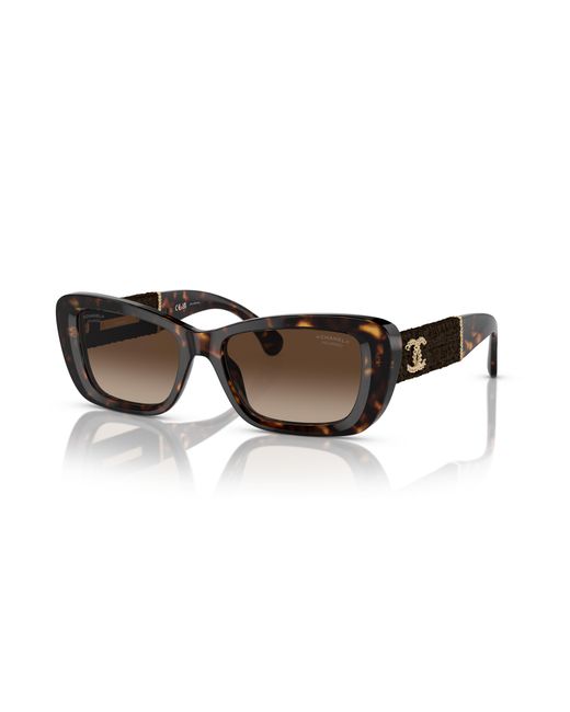 Chanel Black Sunglass Rectangle Sunglasses Ch5514