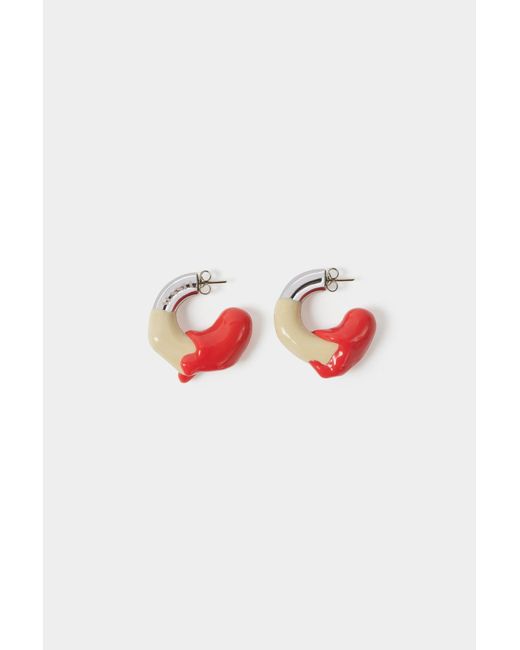 Sunnei Small Rubberized Earrings Silver / Beige & Coral | Lyst