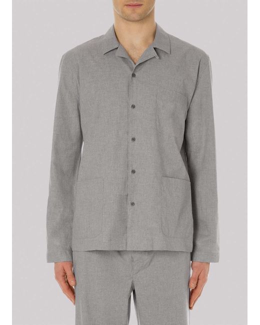 Sunspel Men's Cotton Pyjama Shirt In Mid Grey Melange in Gray for Men ...