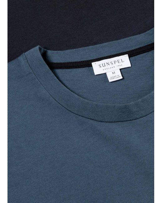 Sunspel Men's Organic Cotton Dip Dye T-shirt In Dark Petrol in Blue for ...