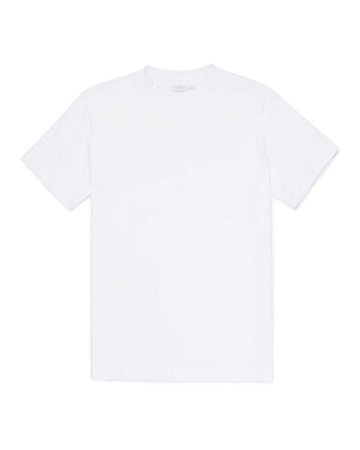 Download Sunspel Men's Brushed Cotton Mock Turtle T-shirt In White ...
