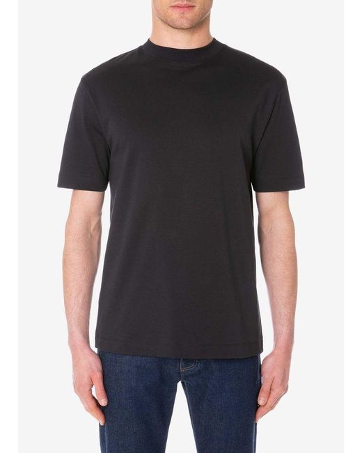Download Sunspel Men's Brushed Cotton Mock Turtle T-shirt In Black ...