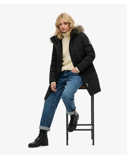 Superdry Black & Co Everest Faux Fur Parka Coat