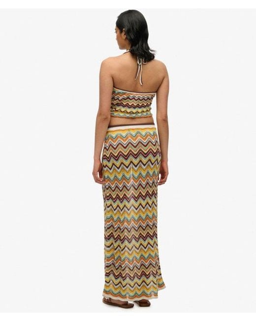Superdry Metallic & Co Zigzag Knit Column Maxi Skirt