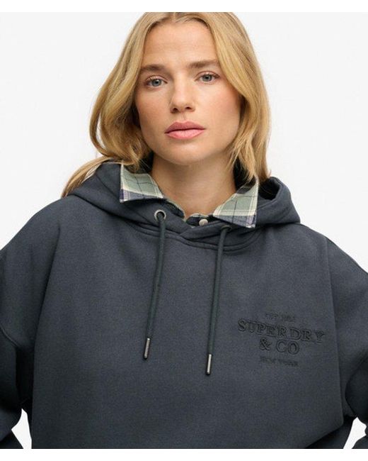 Superdry Blue & Co Luxe Casual Embroidered Relaxed Hoodie
