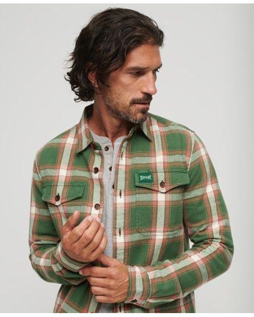 Superdry Organic Cotton Worker Check Shirt in Green for Men | Lyst