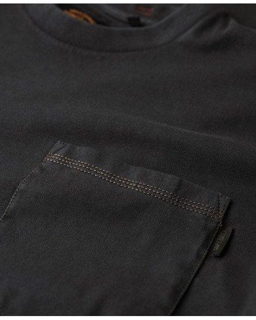 Superdry T-shirt Met Borstzak En Contrasterend Stiksel in het Black voor heren