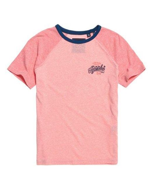 Superdry Pink 54 Goods Raglan T-Shirt Flamingo Snowy/Sun Kissed Coral Snowy