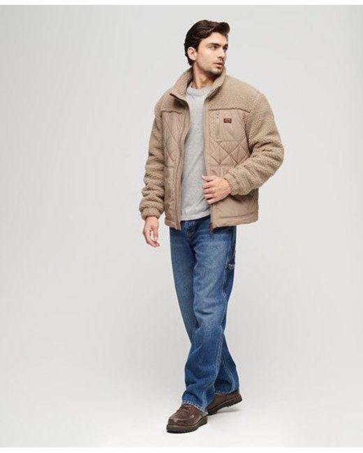 Superdry Natural Classic Quilted Sherpa Workwear Hybrid Jacket for men