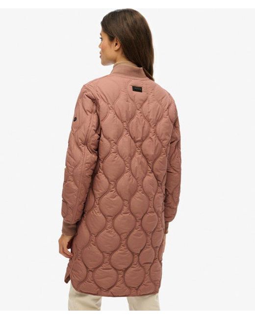 Superdry Brown Longline Quilted Liner Jacket