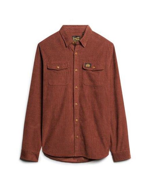 Superdry Red Trailsman Relaxed Fit Corduroy Shirt for men