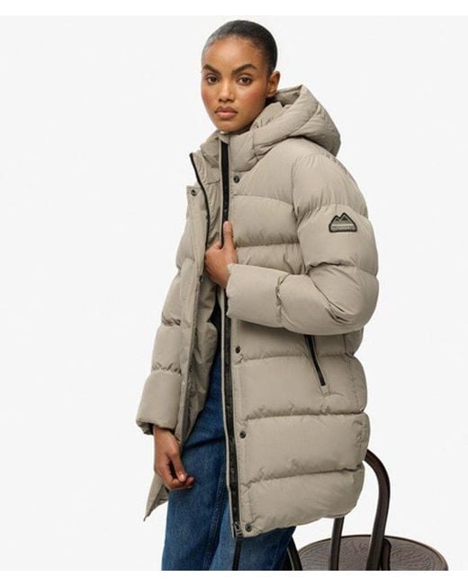 Superdry Gray & Co Hooded Sports Puffer Mid Length Jacket
