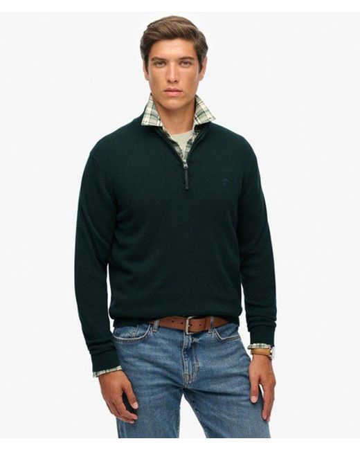 Homme Pull À Demi-Zip Essentials En Coton Taille Superdry pour homme en coloris Green
