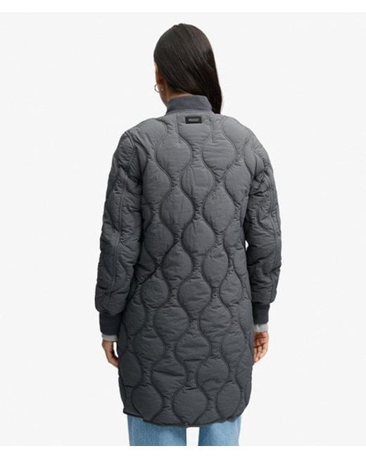 Superdry Gray Longline Onion Quilt Liner Jacket
