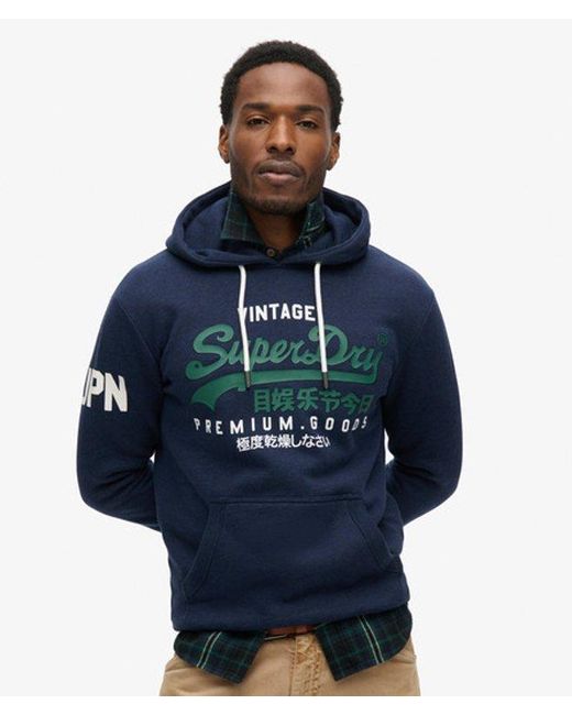 Superdry Blue & Co Organic Cotton Vintage Logo Hoodie for men