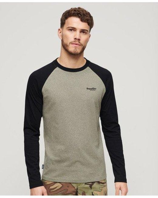 Superdry Gray Slim Fit Colour Block Essential Baseball Long Sleeve Top for men