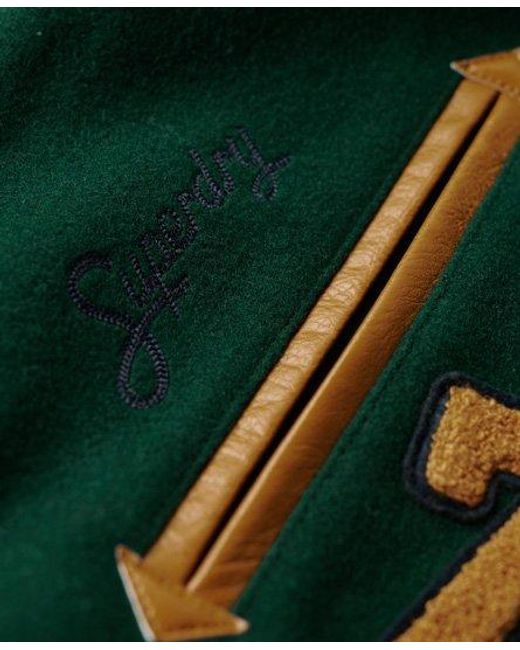 Superdry Green College Varsity Patched Bomber Jacket for men