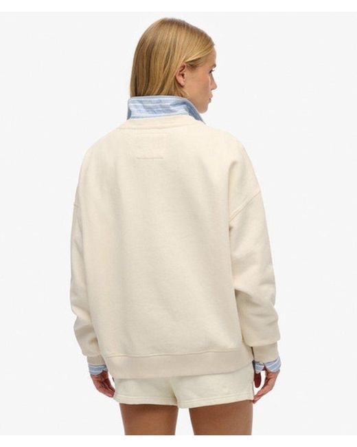 Superdry Natural & Co Athletic Essentials Tonal Applique Crew Sweatshirt