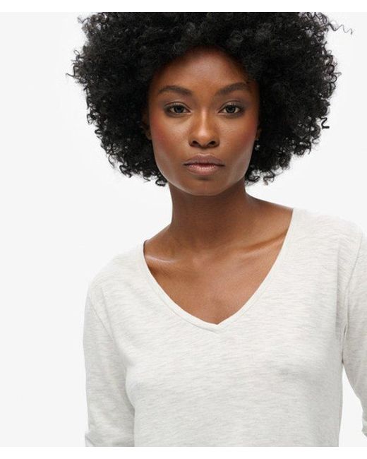 Superdry White & Co Long Sleeve V Neck Jersey Top