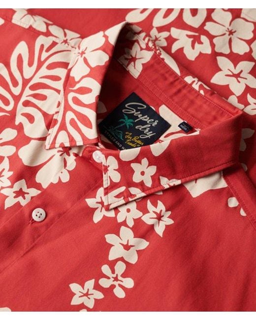 Superdry Red & Co Classic Floral Print Hawaiian Shirt for men