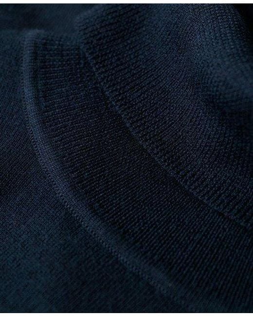 Superdry Blue Merino Roll Neck Jumper for men