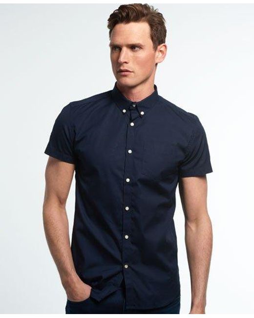 Superdry Blue Premium Button Down Shirt Midnight for men