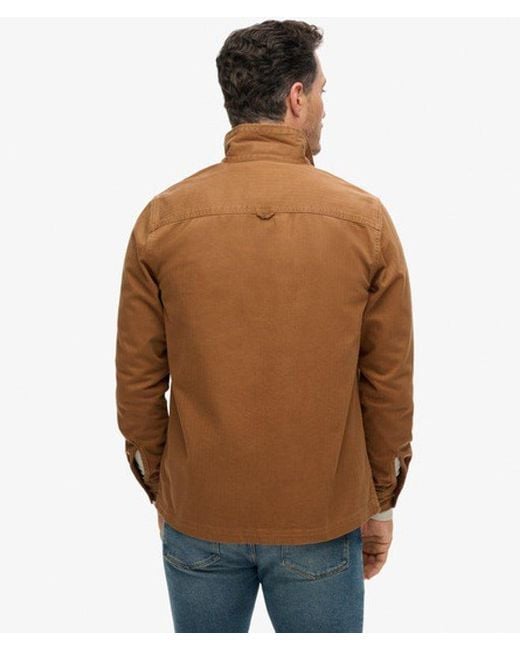 Superdry Brown The Merchant Store - Herringbone Overshirt for men
