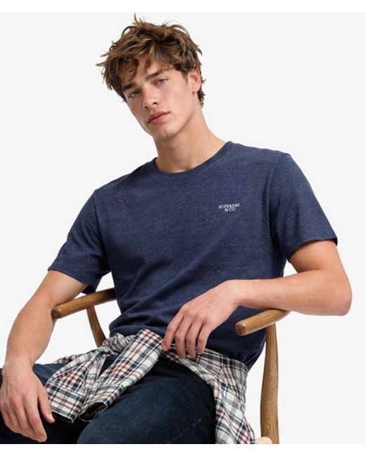 Superdry Blue & Co Essential Stacked Logo Embroidered T-shirt for men