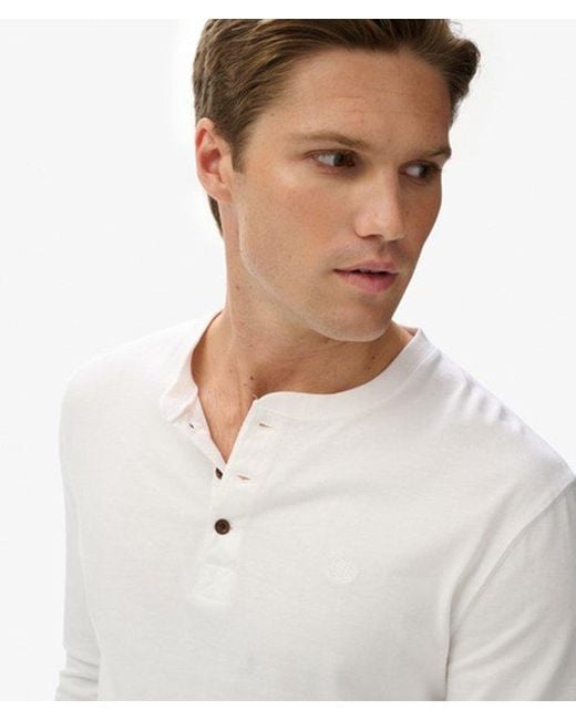 Superdry Classic Essential Grandad Top in het White voor heren