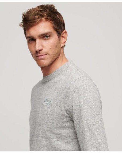 Superdry Gray Organic Cotton Vintage Logo Embroidered Top for men