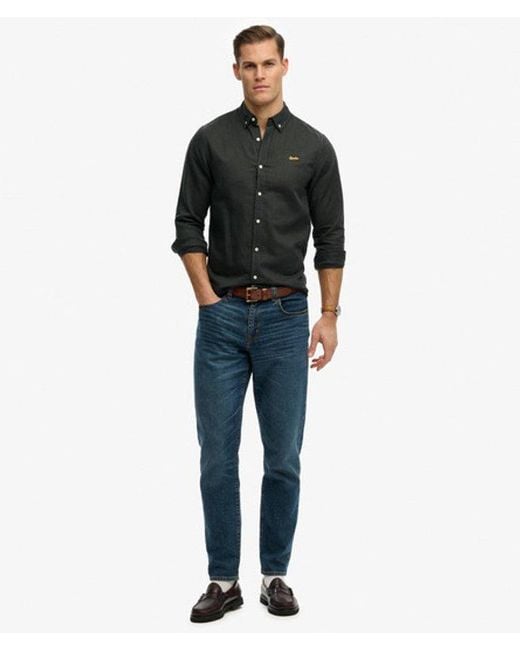 Superdry Black & Co Cotton Linen Long Sleeve Shirt for men