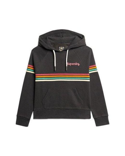 Superdry Gray Rainbow Stripe Logo Hoodie
