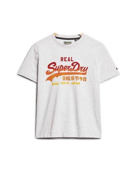 Superdry T-shirt Met Vintage Logo In Ton-sur-ton En Grafische Print in het White