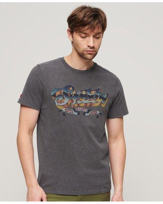 T-shirt à motif groupe de rock Superdry pour homme en coloris Gray