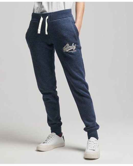 Superdry Blue Vintage Script Style Collegiate Joggers Vintage Marl