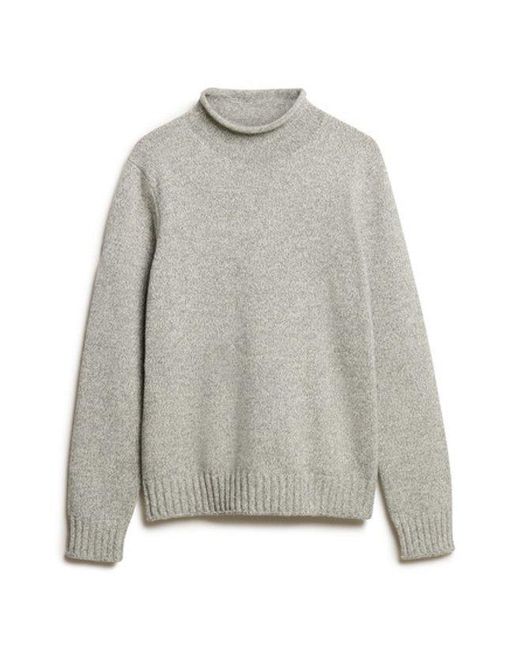 Superdry Gray 90S Roll Neck Jumper for men