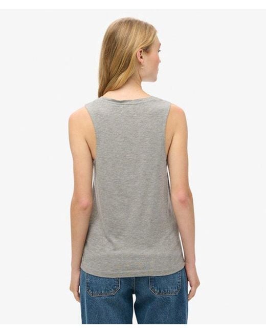Superdry Gray & Co Ladies Classic Embroidered Scoop Neck Tank Top